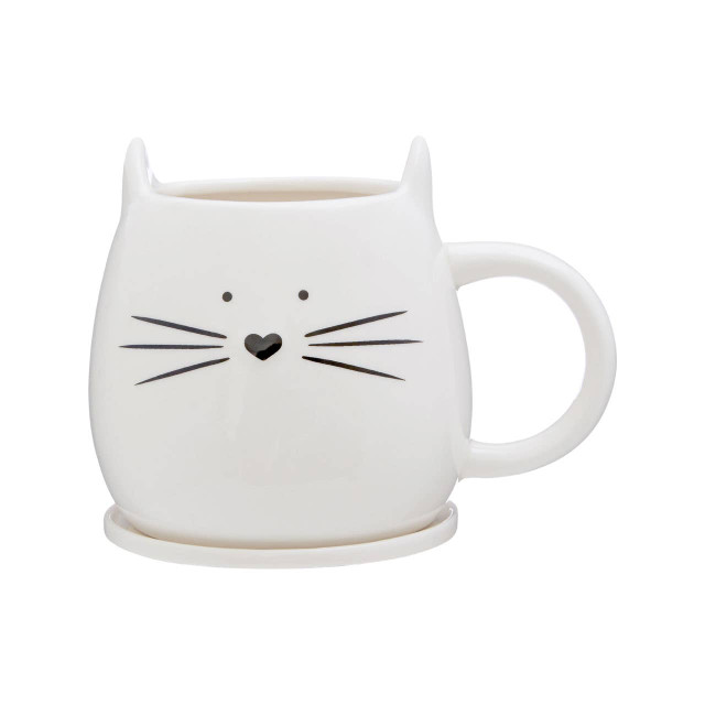 premier housewares Ivory Cat Mug And Coaster