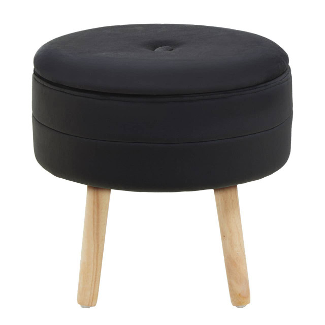 Premier Housewares Ivy Black Velvet Stool