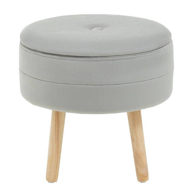 Premier Housewares Ivy Grey Velvet Stool