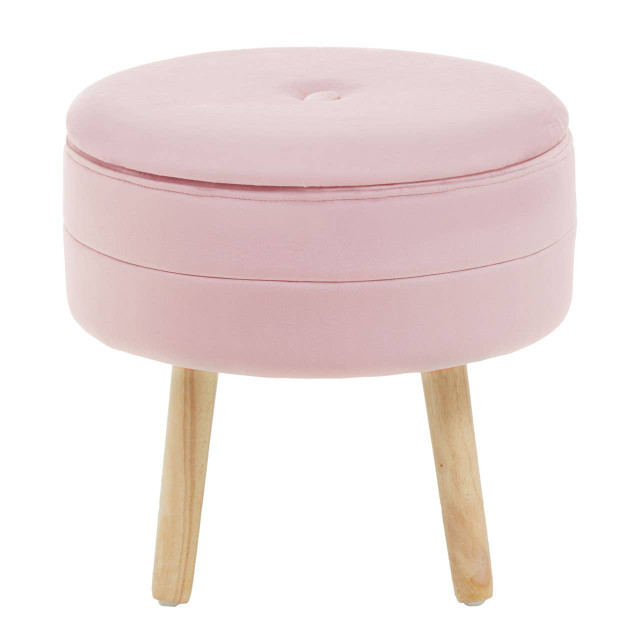 Premier Housewares Ivy Pink Velvet Stool