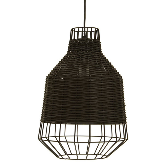 Premier Housewares Jaya Black Rattan Pendant Light