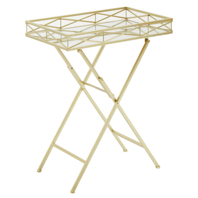 Premier Housewares Jolie Rectangle Gold Tray Table