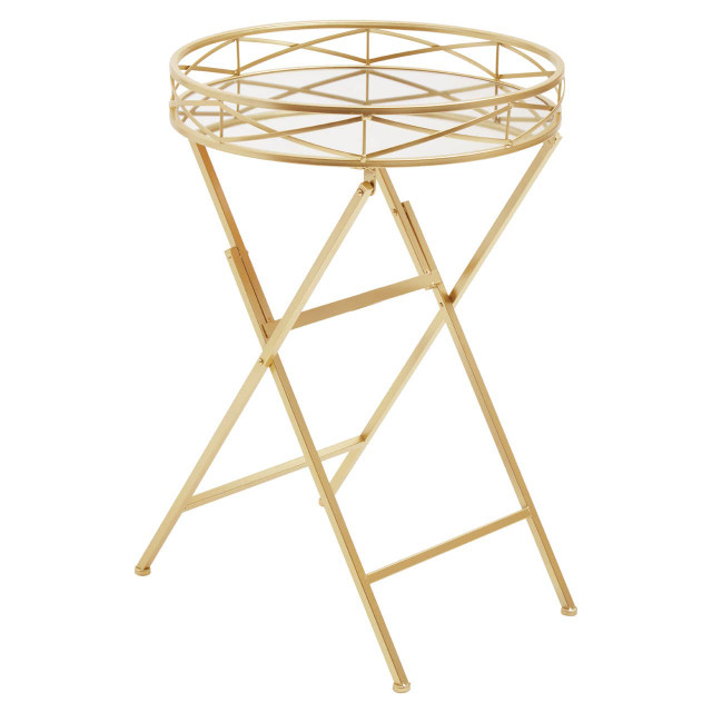 Premier Housewares Jolie Round Gold Tray Table