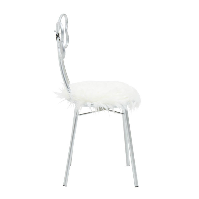 Premier Housewares Jolie Silver Bow Faux Fur Chair