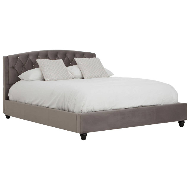 Premier Housewares Josephine Grey Velvet King Bed