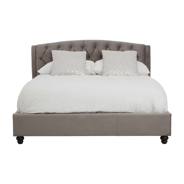 premier housewares Josephine Grey Velvet King Bed