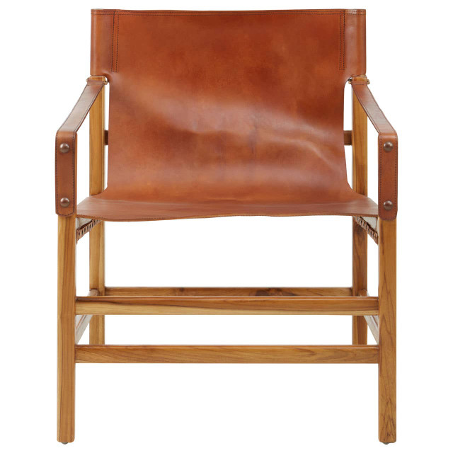 Premier Housewares Kendari Brown Cow Leather Chair