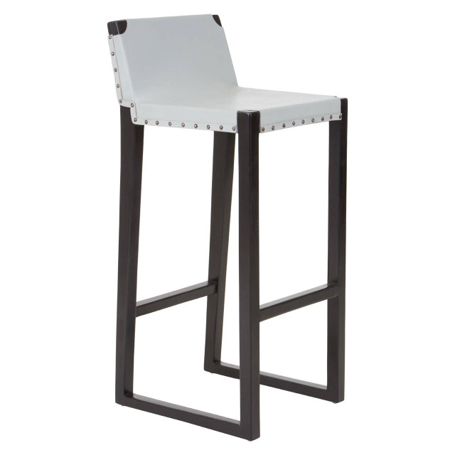 Premier Housewares Kendari Grey Leather Bar Stool