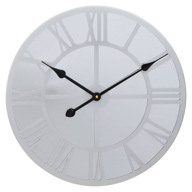 Premier Housewares Kent Silver Mirrored Wall Clock