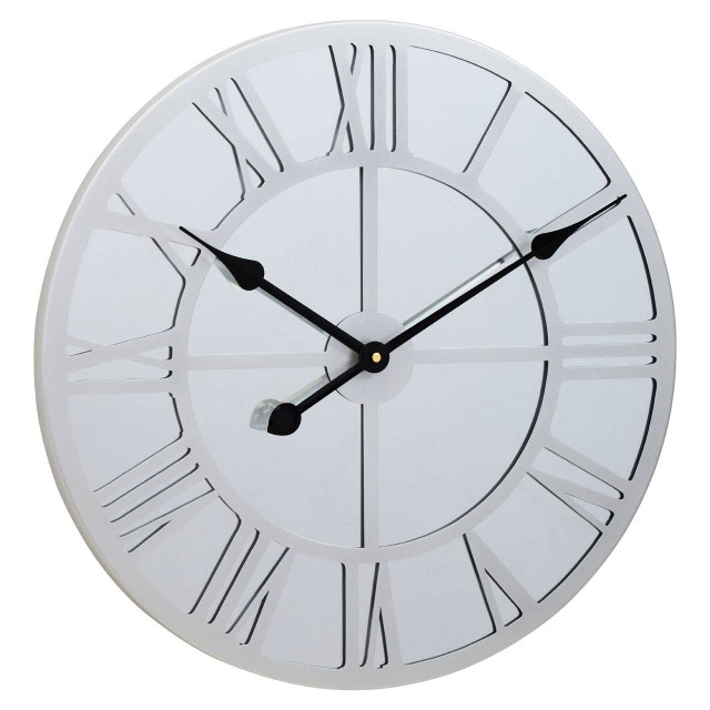 Premier Housewares Kent Silver Mirrored Wall Clock
