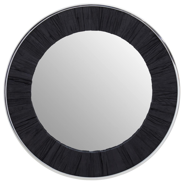 Premier Housewares Kerala Black Round Wall Mirror