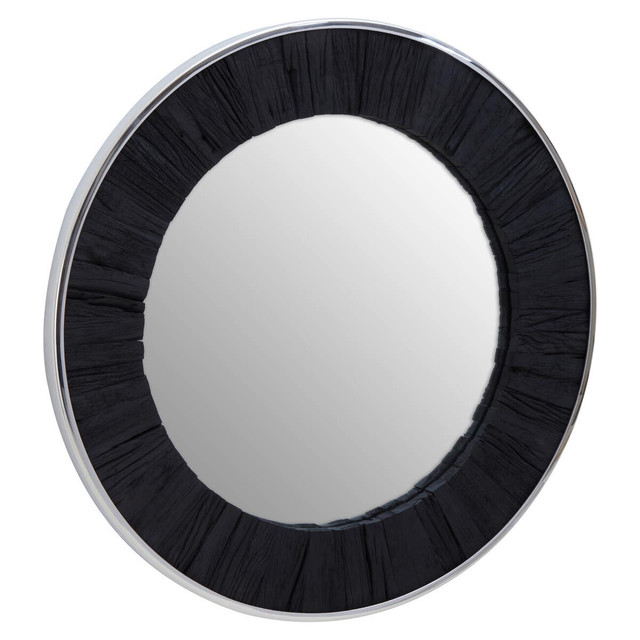 premier housewares Kerala Black Round Wall Mirror