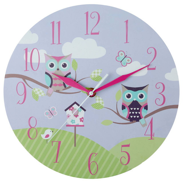 Premier Housewares Kids Owl Wall Clock