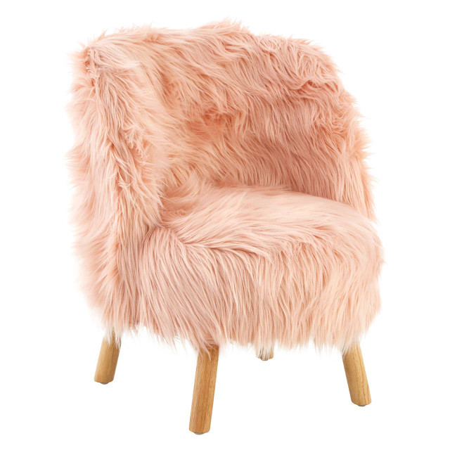 Premier Housewares Kids Pink Faux Fur Chair