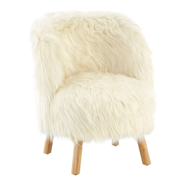 Premier Housewares Kids White Faux Fur Chair