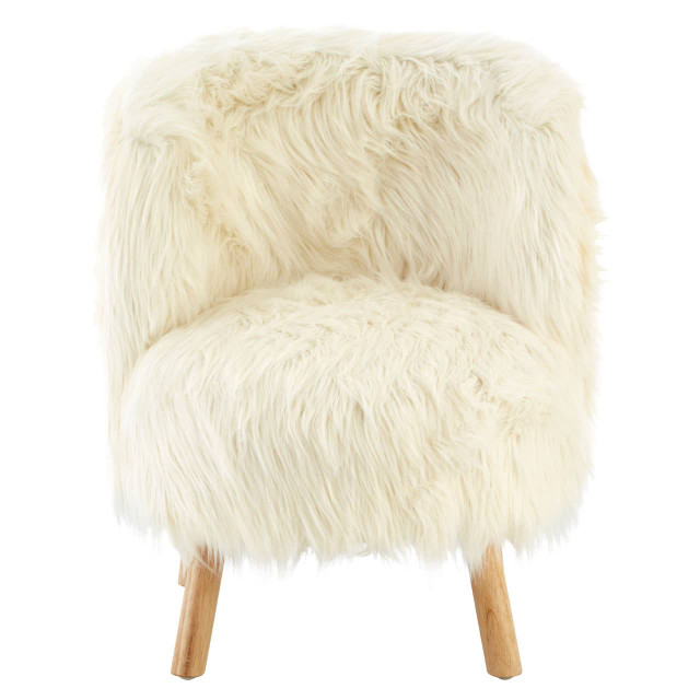 premier housewares Kids White Faux Fur Chair