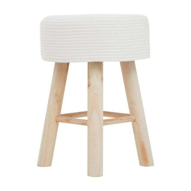 Premier Housewares Lentigo White Cotton Rope Stool