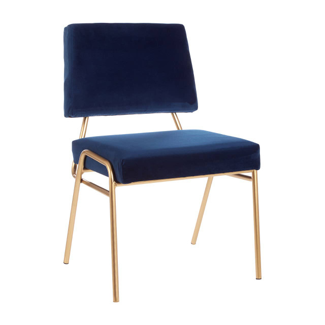 Premier Housewares Lexa Blue Velvet Chair