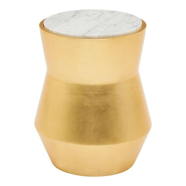 Premier Housewares Lino Small Gold Drum Side Table