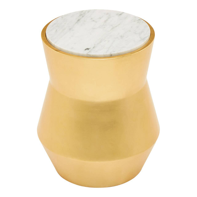 Premier Housewares Lino Small Gold Drum Side Table