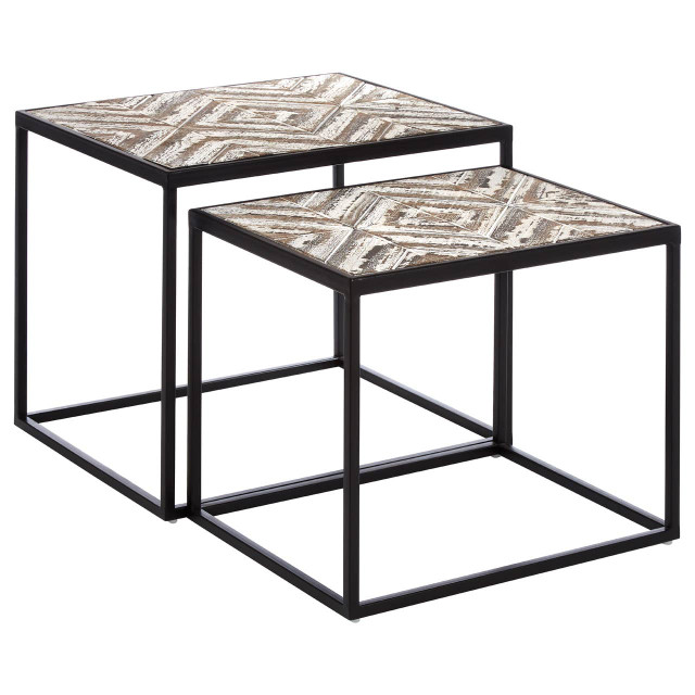 Premier Housewares Lombok Set Of 2 Side Tables