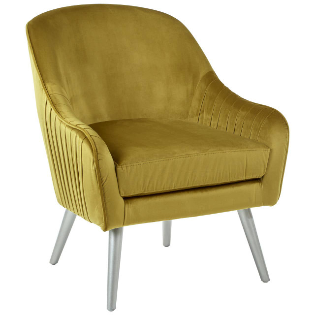 Premier Housewares Louxor Mustard Velvet Armchair