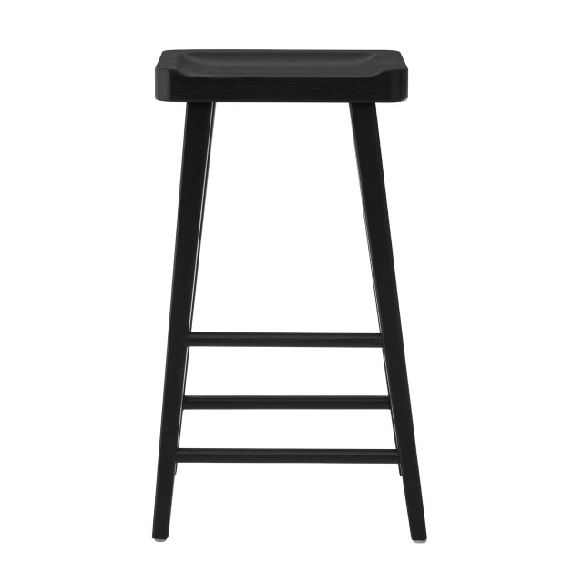 premier housewares Lyon Black Oak Wood Bar Stool