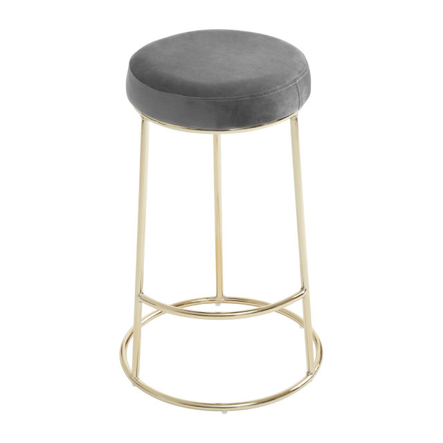 Premier Housewares Manhattan Grey Velvet Bar Stool