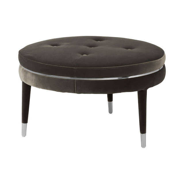 Premier Housewares Manhattan Grey Velvet Footstool