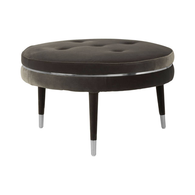 premier housewares Manhattan Grey Velvet Footstool