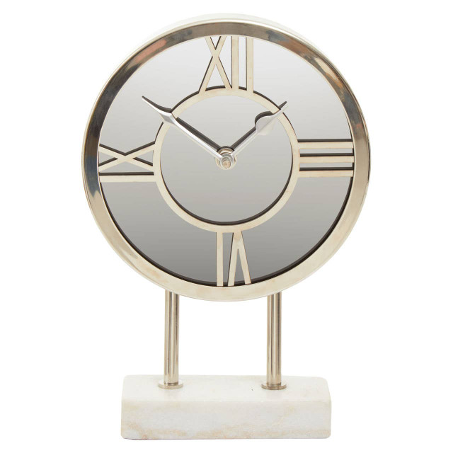 premier housewares Mateo White Marble Base Clock