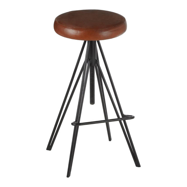 Premier Housewares Nandri Round Leather Stool