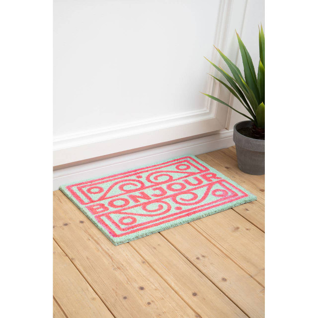 Premier Housewares Neon Bonjour Coir Doormat