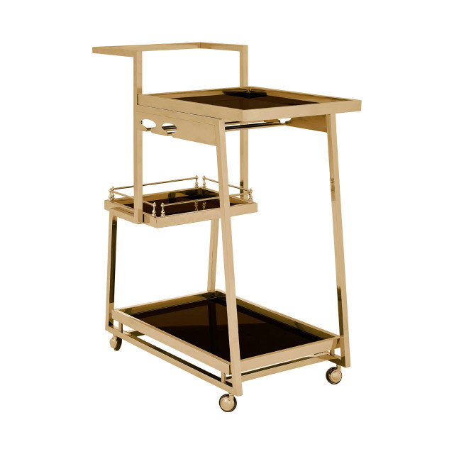 premier housewares Novo 3 Tier Gold Finish Trolley