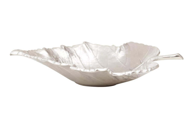 Premier Housewares Prato Silver Finish Leaf Dish