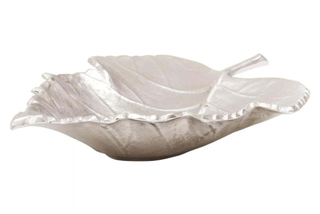 Premier Housewares Prato Silver Finish Leaf Dish