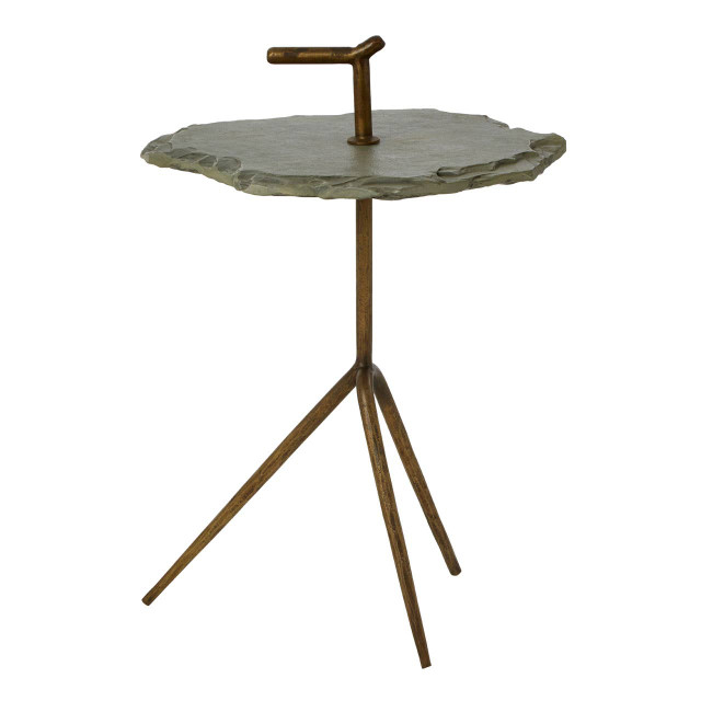 Premier Housewares Rany Grey Stone Top Side Table