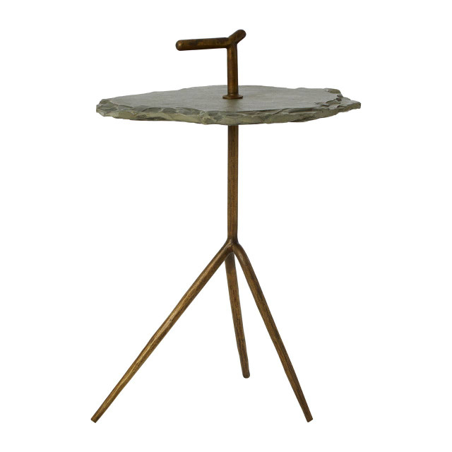 premier housewares Rany Grey Stone Top Side Table