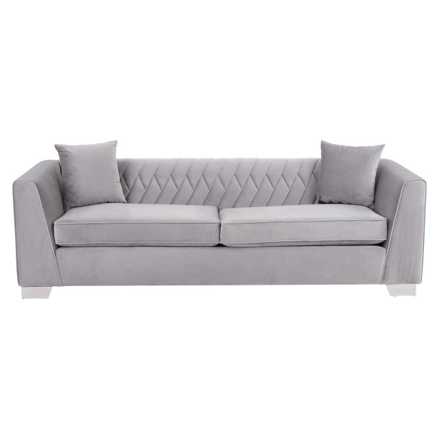 Premier Housewares Rashika 3 Seat Grey Velvet Sofa