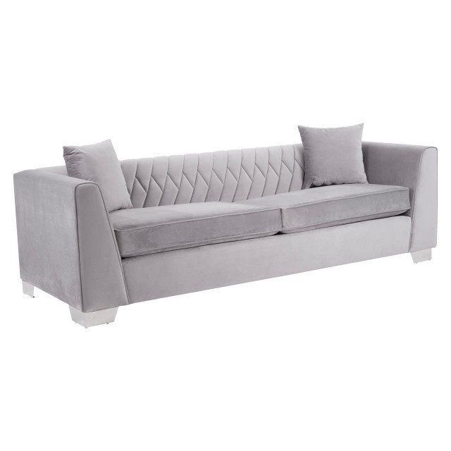Premier Housewares Rashika 3 Seat Grey Velvet Sofa