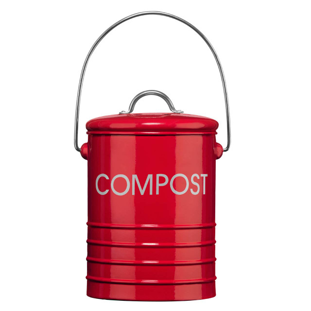 Premier Housewares Red Compost Bin With Handle