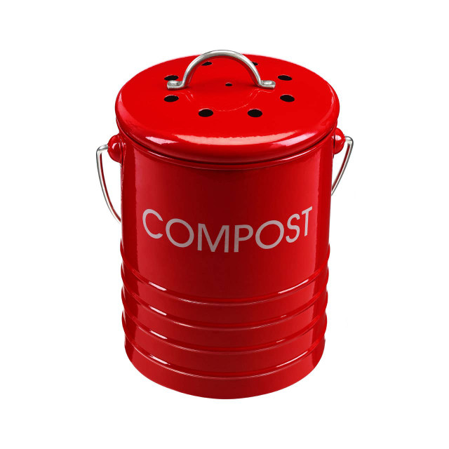 Premier Housewares Red Compost Bin With Handle
