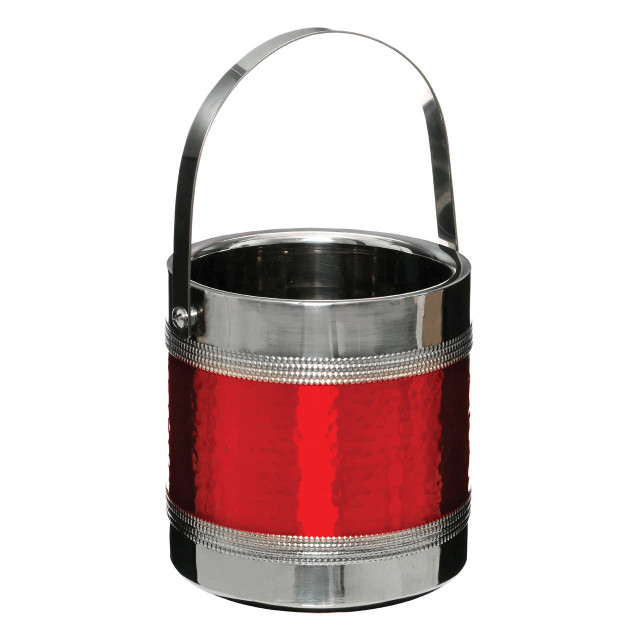 Premier Housewares Red Ice Bucket With Tongs