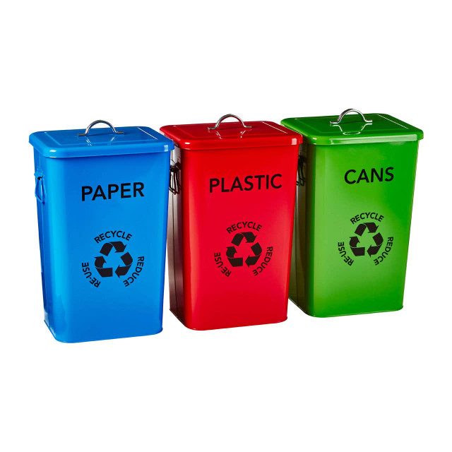 Premier Housewares Rex Set Of 3 Recycle Logo Bins