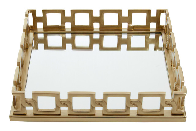 Premier Housewares Rhoda Square Gold Mirror Tray