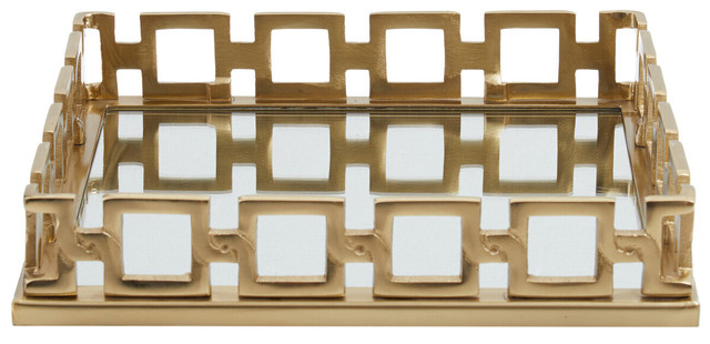 premier housewares Rhoda Square Gold Mirror Tray