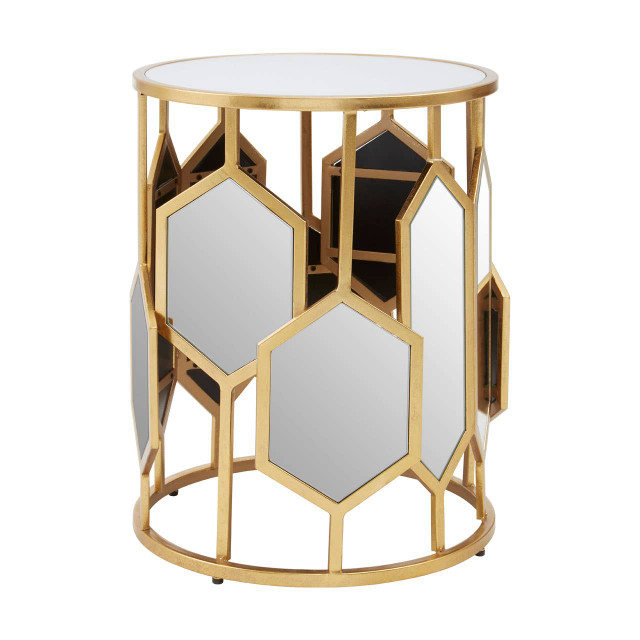 Premier Housewares Rio Gold And Mirror Side Table