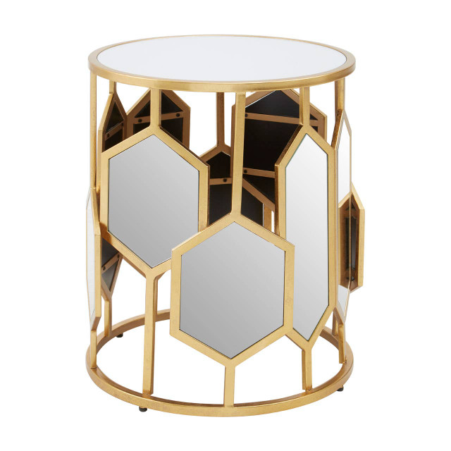 Premier Housewares Rio Gold And Mirror Side Table