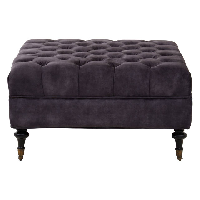 Premier Housewares Sabrina Grey Velvet Ottoman