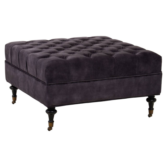 Premier Housewares Sabrina Grey Velvet Ottoman